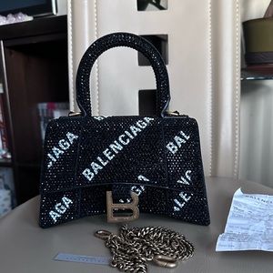 Brand new $7300 Balenciaga fully rhinestoned hourglass xs bag